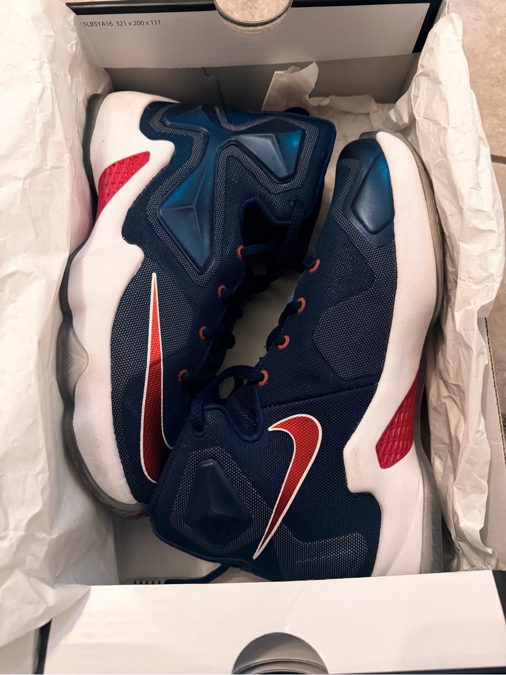 Nike LeBron 13 GS USA Midnight Navy Red Basketball Shoes 4Y